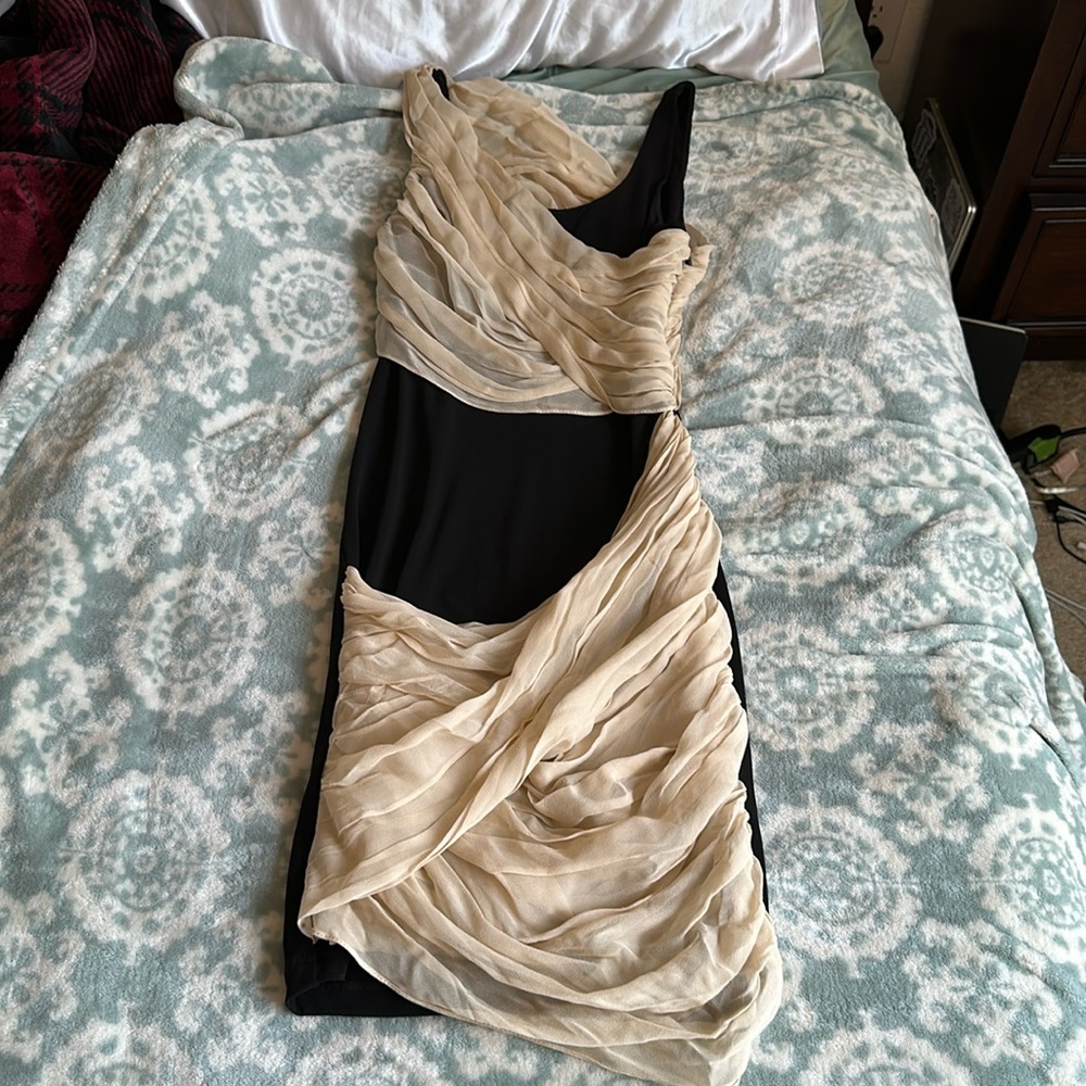 Cream and black goddess dress